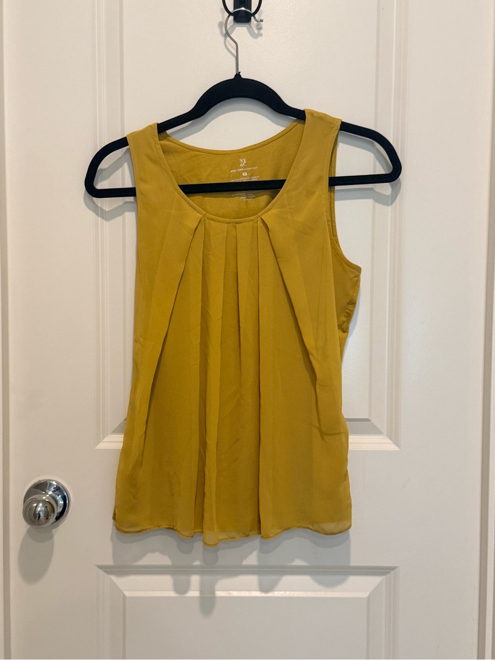 New York & Co Mustard Pleated Tank Camisole
